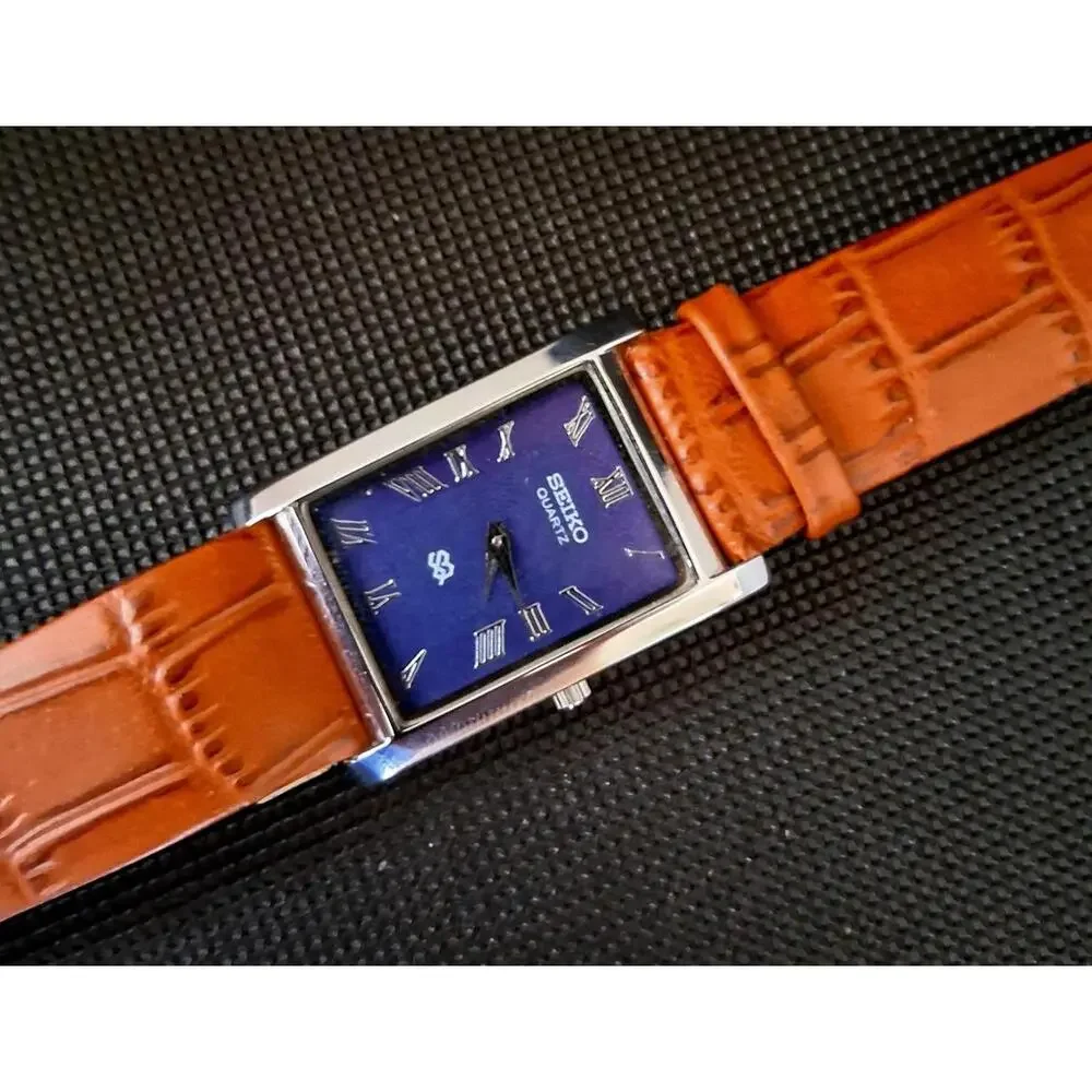 Men's‎ Vintage Seiko Tank Leather Wrist Watch RARE
